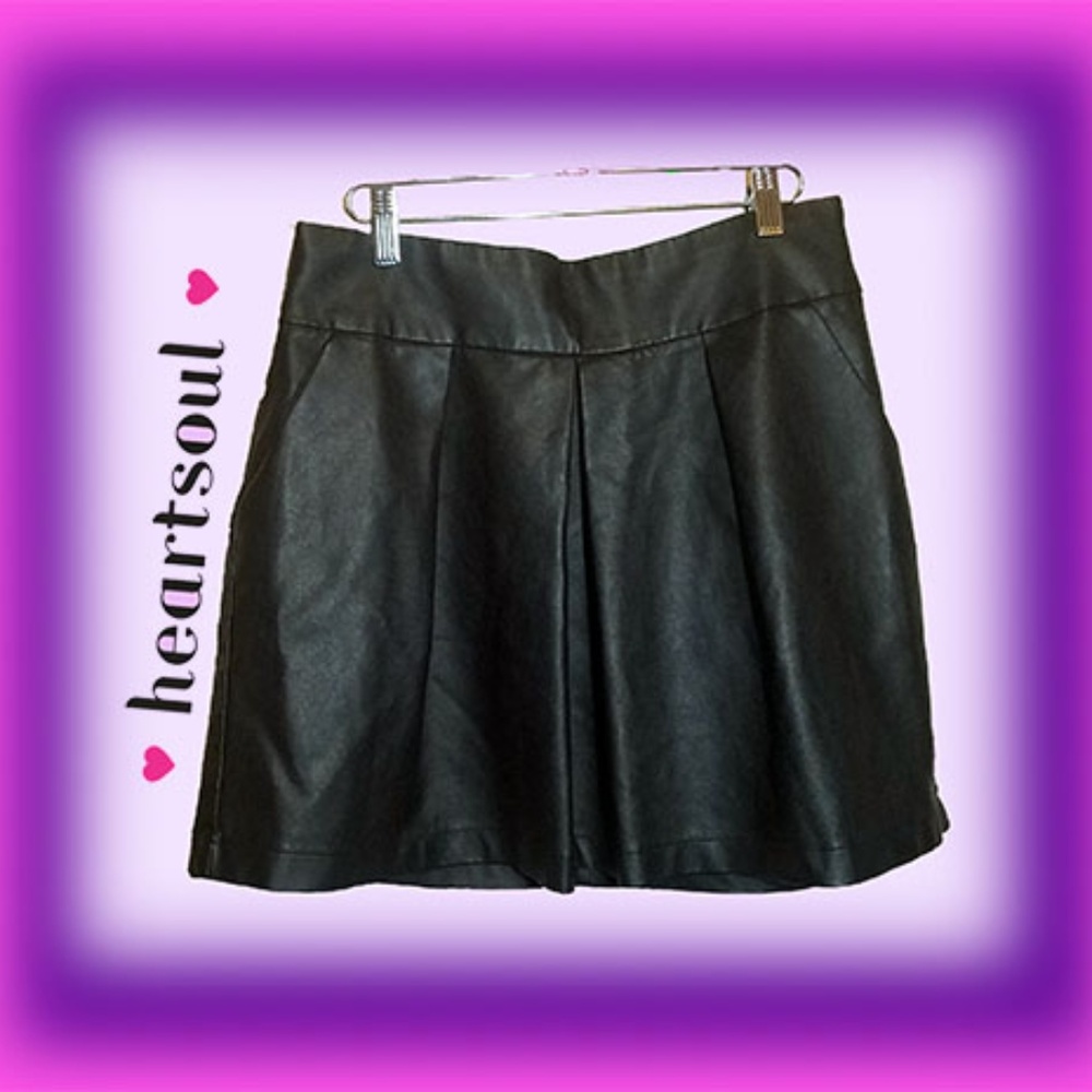 Faux Leather Flare Skirt
